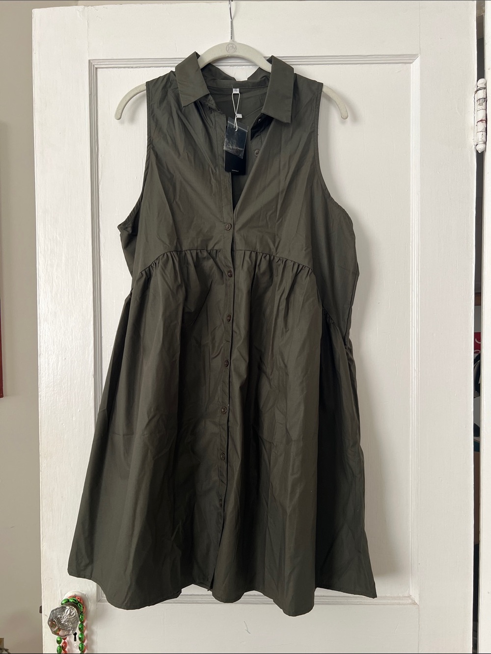 DEEP SELF Olive Green Shirt Dress XL NWT Pockets